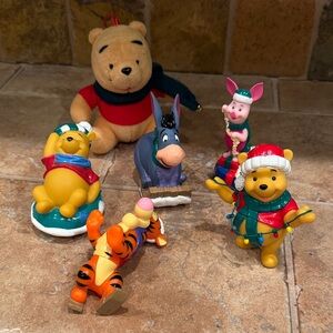 Vintage Disney Store Winnie the Pooh & Friends Ornament Set + Plush Pooh